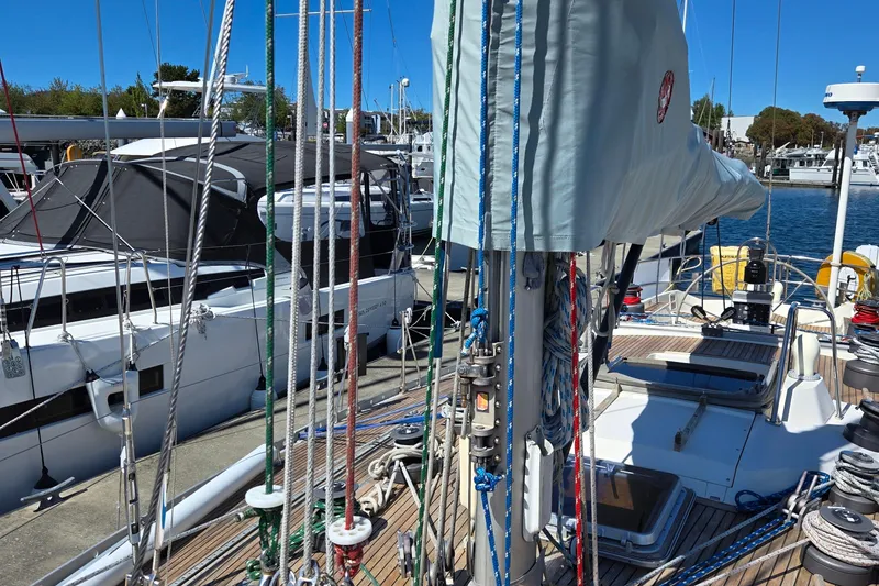 Slide: The Image of Navigation station of 1985 Swan 46 yacht with control panels and equipment. - 29