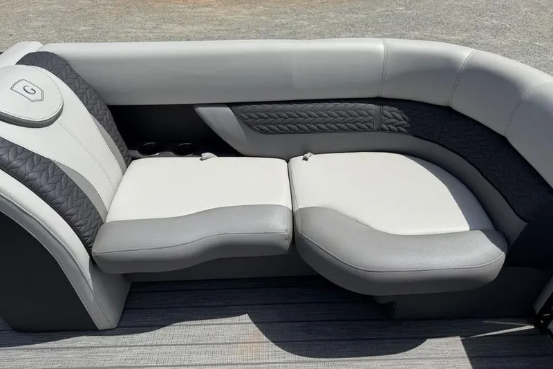 Slide: The Image of Luxurious seating on 2021 Godfrey Monaco 235 SFL GTP pontoon boat, featuring elegant upholstery design. - 4