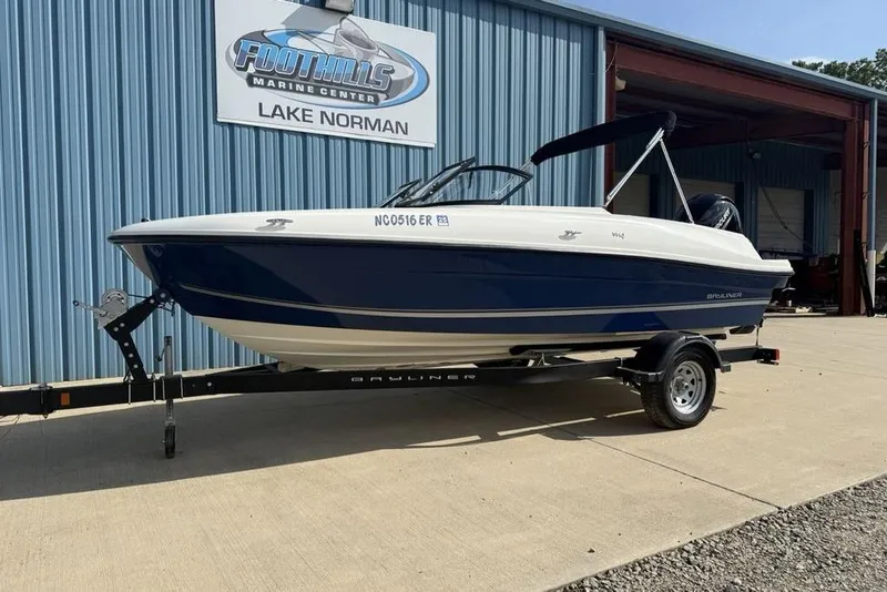Slide: The Image of 2020 Bayliner VR4 Bowrider boat on trailer at Foothills Marine Center. - 3