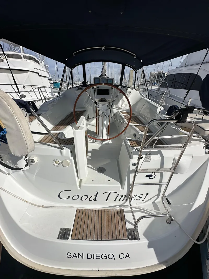 Slide: The Image of 2005 Beneteau 373 sailboat named "Good Times" docked in San Diego, CA. - 9