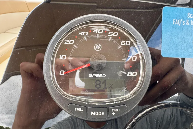 Slide: The Image of Speedometer of 2023 Scout 215 Dorado boat showing 81% speed. - 18