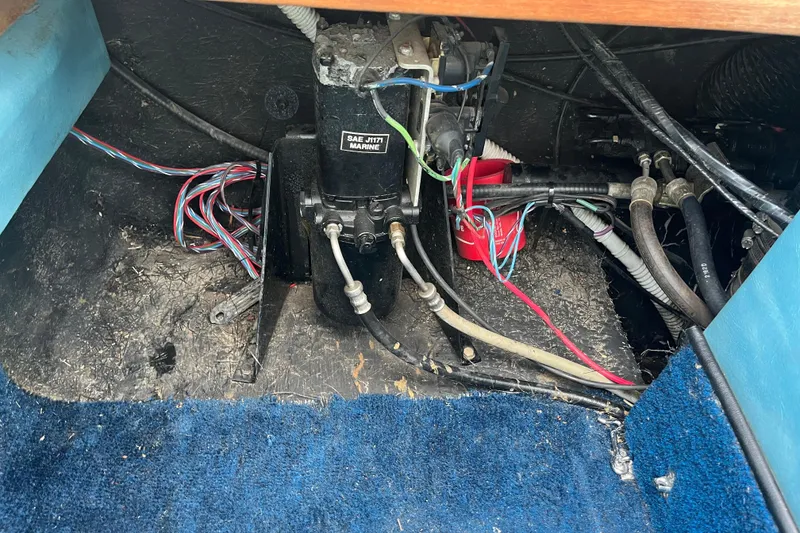 Slide: The Image of Interior wiring and components of a 1983 Century 3000 Bowrider boat. - 22