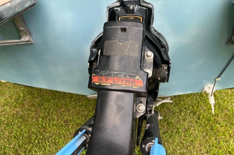Slide: The Image of 1983 Century 3000 Bowrider boat engine, 5.7 litre, on grass background. - 21