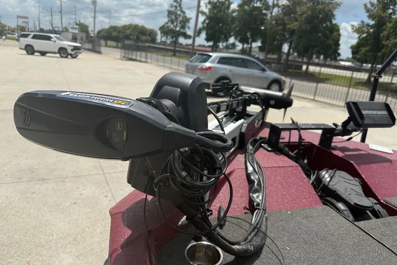 Slide: The Image of 2021 SeaArk BC 210 boat with trolling motor and equipment on deck. - 8