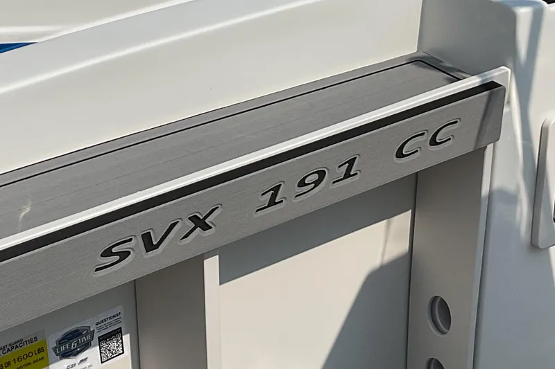 Slide: The Image of 2025 Starcraft SVX 191 OB CC boat model detail with embossed lettering. - 20