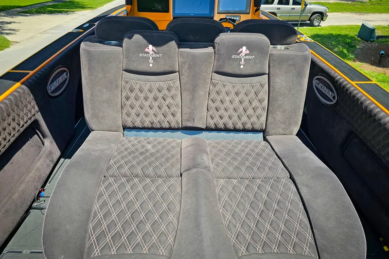 Slide: The Image of Luxurious seating on 2016 Statement 380 Open boat with diamond-stitched upholstery. - 15