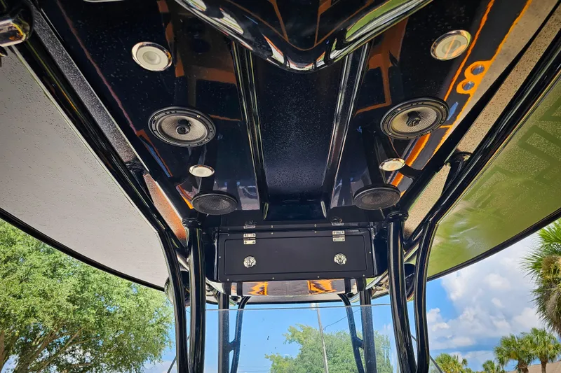 Slide: The Image of Underside view of 2016 Statement 380 Open boat's canopy with speakers and lights. - 27