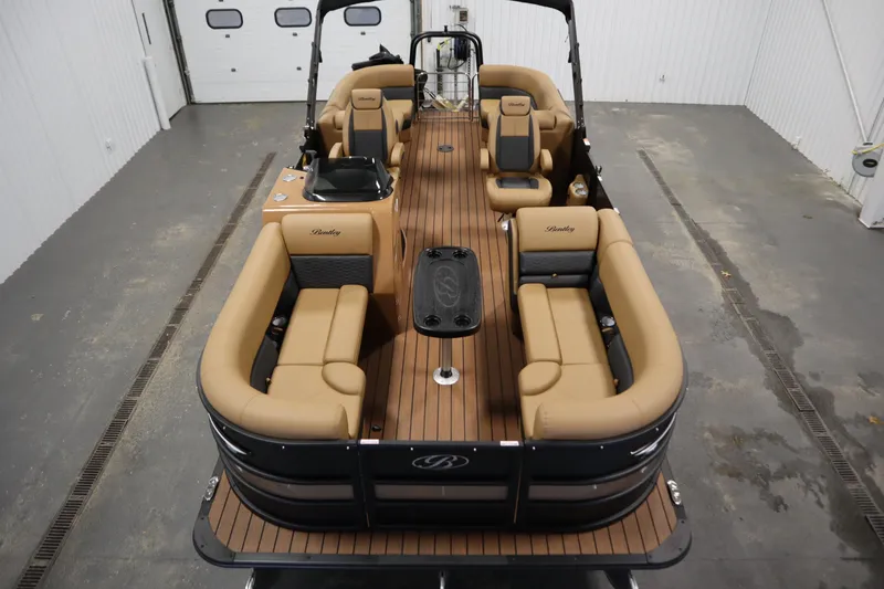 Slide: The Image of 2026 Bentley Pontoons Elite 223 Admiral Tri-toon with luxurious seating and sleek design. - 8