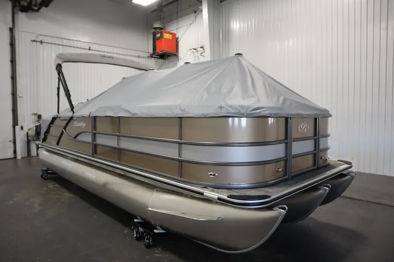 Slide: The Image of 2026 Bentley Pontoons Elite 223 Swingback with ladder in warehouse. - 32