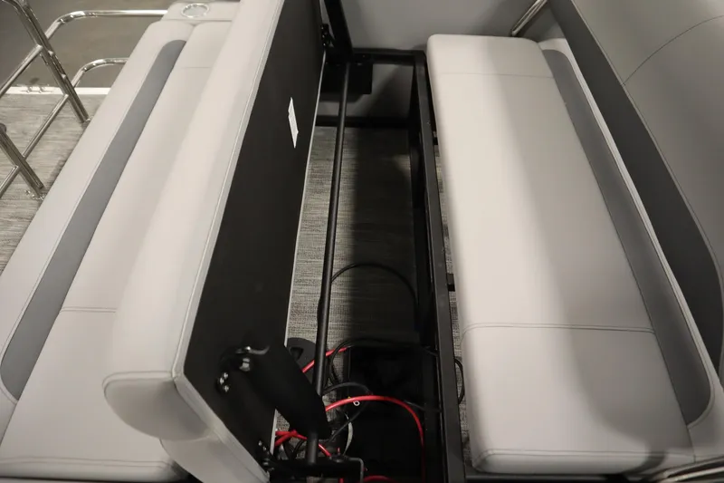Slide: The Image of 2026 Bentley Pontoons Legacy 223 Swingback Tri-toon interior seating detail. - 28
