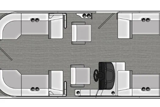 Slide: The Image of 2026 Bentley Pontoons LEGACY 223 NAVIGATOR TRI-TOON in a warehouse setting. - 2