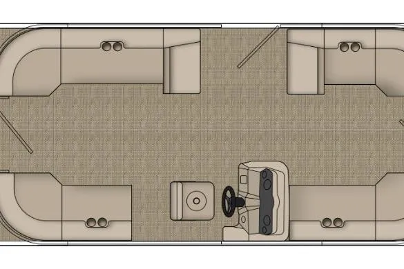 Slide: The Image of 2026 Bentley Pontoons LE 200 CW in a showroom, featuring sleek black design and modern amenities. - 2