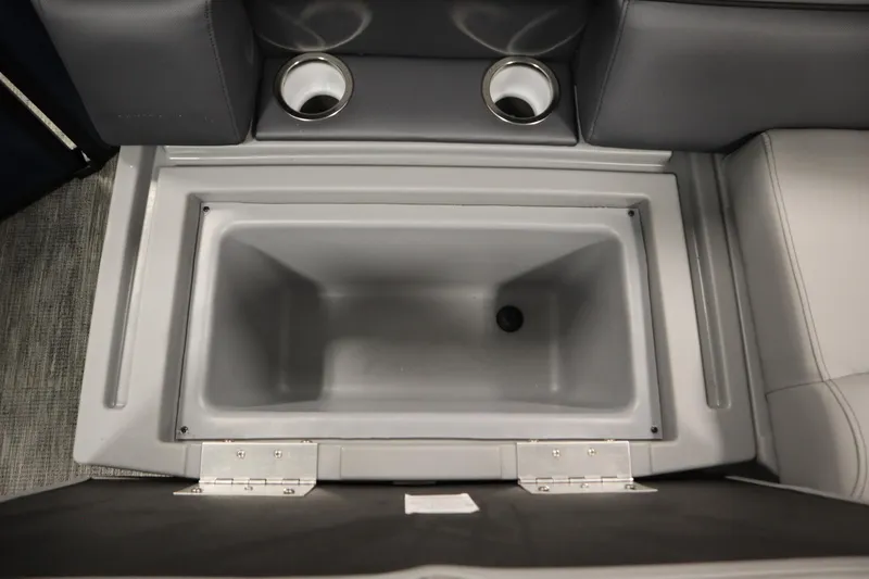 Slide: The Image of Interior of 2026 Bentley Pontoons Legacy 200 Cruise XL with built-in storage compartment. - 30