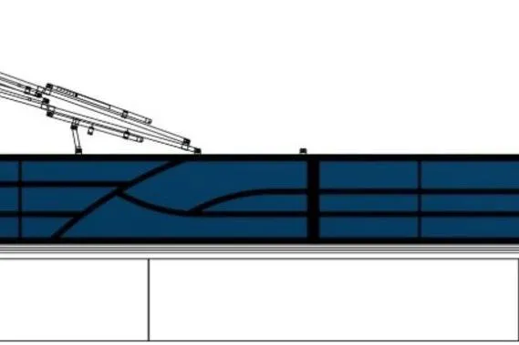 Slide: The Image of 2026 Bentley Pontoons Legacy 200 Cruise XL side view, featuring sleek blue design elements. - 35