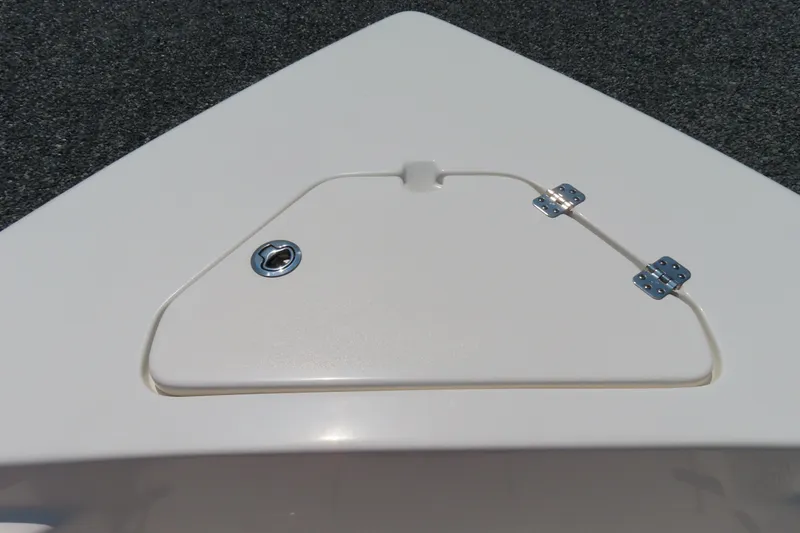 Slide: The Image of 2017 Key West 203 FS boat hatch with metal hinges and lock. - 12