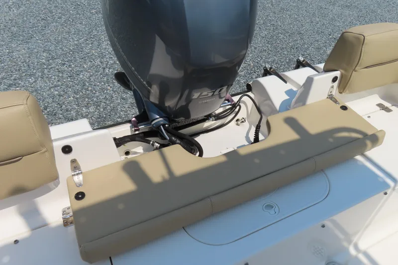 Slide: The Image of 2017 Key West 203 FS boat with Yamaha 150 engine and beige seating. - 31