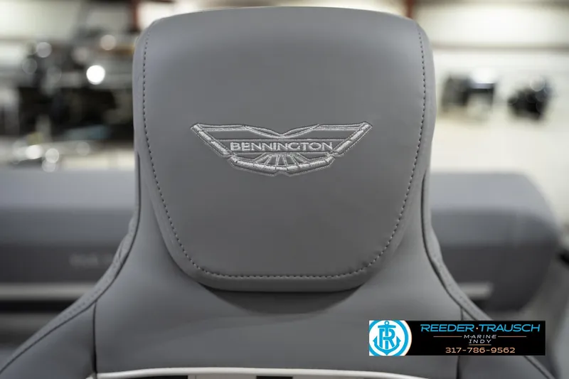 Slide: The Image of Gray Bennington 22 MSB 2026 boat seat with embroidered logo. - 41