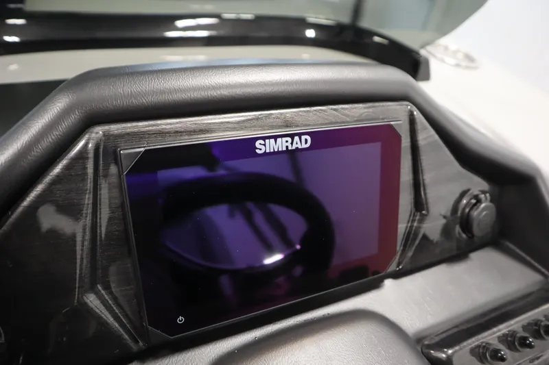 Slide: The Image of Simrad display on 2025 Bentley Pontoons Elite 253 Admiral Tri-toon dashboard. - 25
