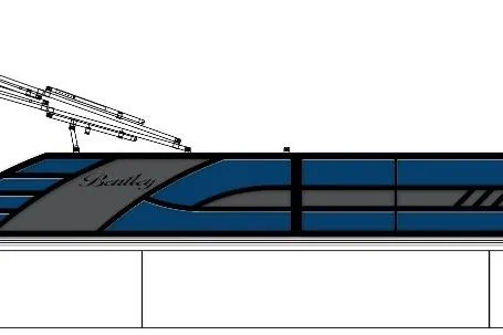 Slide: The Image of 2026 Bentley Pontoons Elite 253 Admiral Tri-toon, sleek blue design, side view. - 50