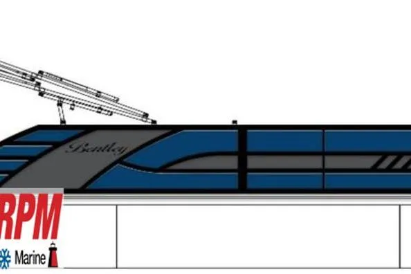 Slide: The Image of 2025 Bentley Pontoons Elite 253 Admiral Tri-toon, side view illustration with RPM Marine logo. - 53