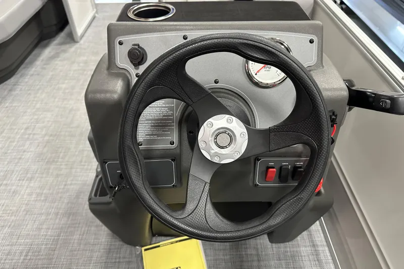 Slide: The Image of Steering console of 2026 Sun Tracker Party Barge 16 DLX pontoon boat. - 17