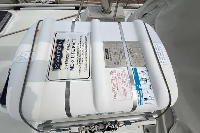 Slide: The Image of Life raft on 1986 Little Harbor AFt Cockpit K/CB Sloop, six-person capacity. - 42