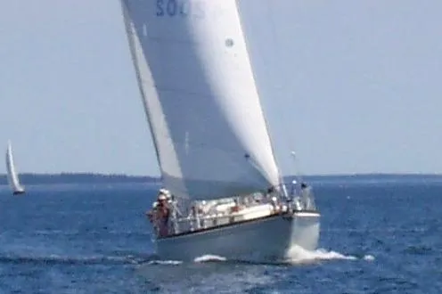 Slide: The Image of 1986 Little Harbor AFt Cockpit K/CB Sloop sailing on open water. - 51
