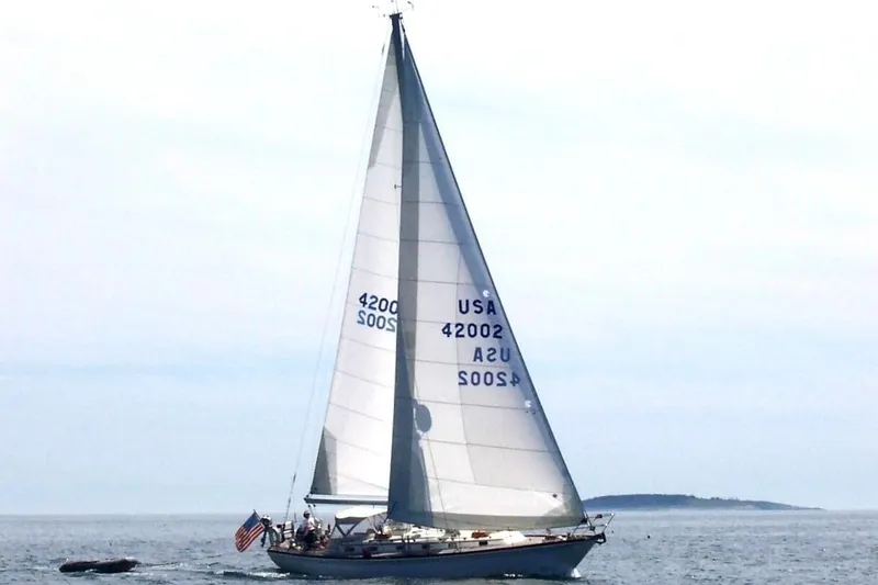 Slide: The Image of 1986 Little Harbor AFt Cockpit K/CB Sloop sailing on open water. - 52