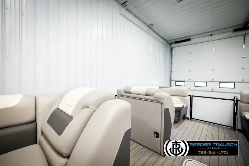 Slide: The Image of Interior of 2023 SunChaser 23 Eclipse SSB pontoon boat with luxurious seating. - 21