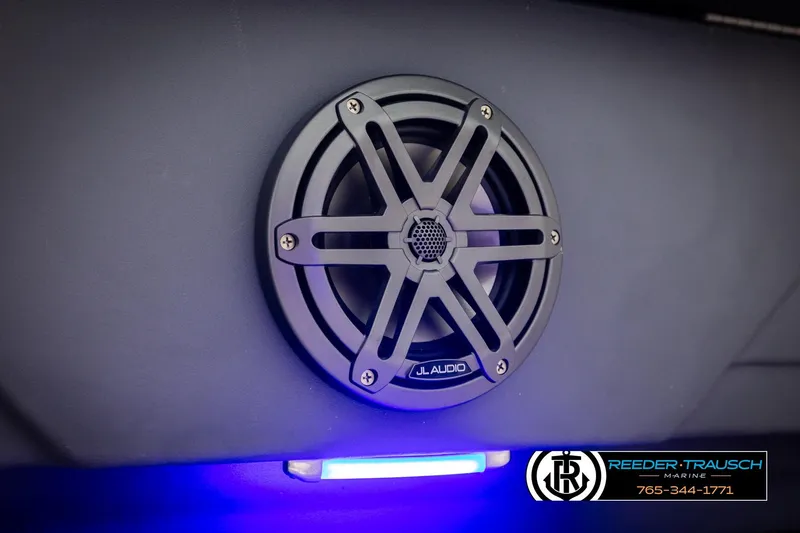 Slide: The Image of JL Audio speaker on 2023 SunChaser 23 Eclipse SSB boat with blue LED lighting. - 43