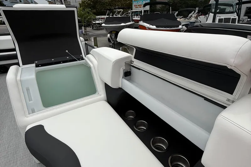 Slide: The Image of Luxurious seating and storage on 2026 Berkshire 23CL STS 2.75 pontoon boat. - 16