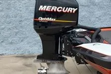 Slide: The Image of 2016 Bullet 21XRD boat with Mercury OptiMax outboard motor, side view. - 11