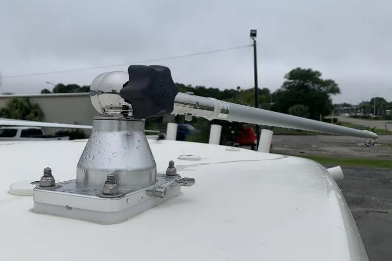 Slide: The Image of Antenna mount on 2025 Pioneer SPORTFISH 222 boat, featuring a sleek design and sturdy construction. - 18