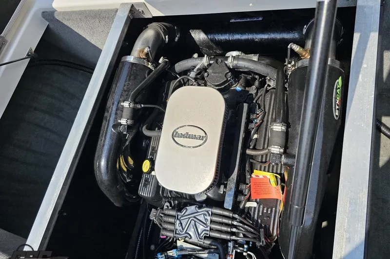 Slide: The Image of 2014 Moomba Outback V engine compartment with Indmar engine components. - 89