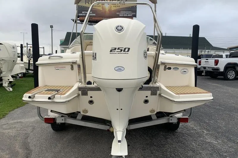 Slide: The Image of 2018 Scout 225 Dorado boat with Yamaha 250 outboard motor, rear view. - 3