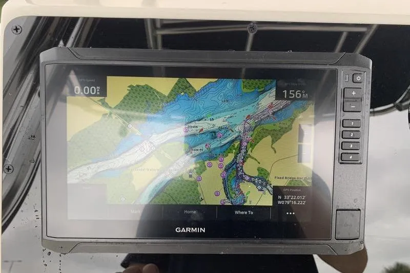 Slide: The Image of Garmin GPS displaying nautical map on Bulls Bay 200CC, 2025 model. - 19