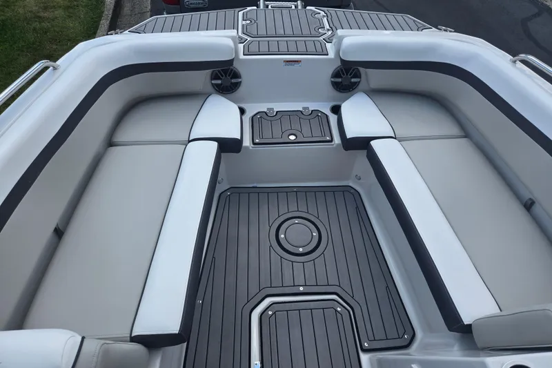 Slide: The Image of 2024 Starcraft SVX 191 OB boat interior with sleek seating and modern design. - 15