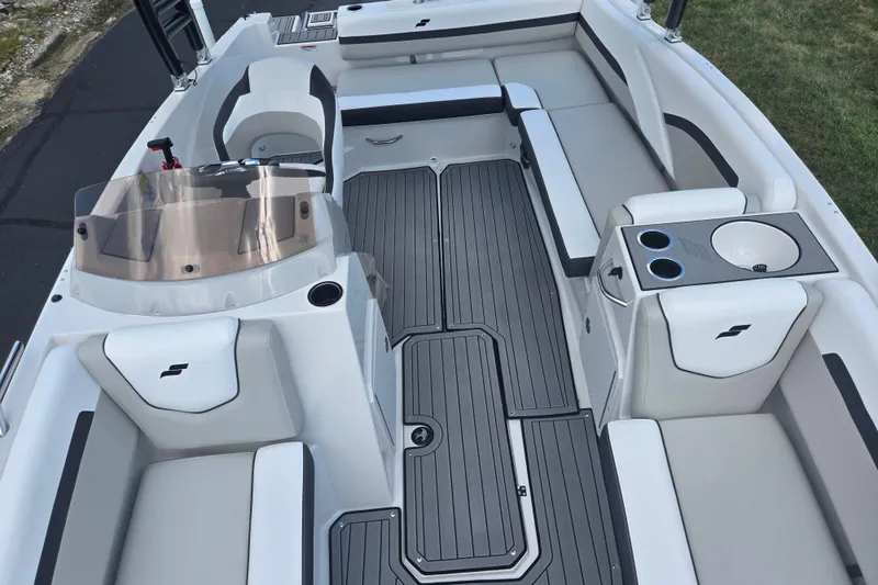 Slide: The Image of 2024 Starcraft SVX 191 OB boat interior with sleek seating and modern design. - 18