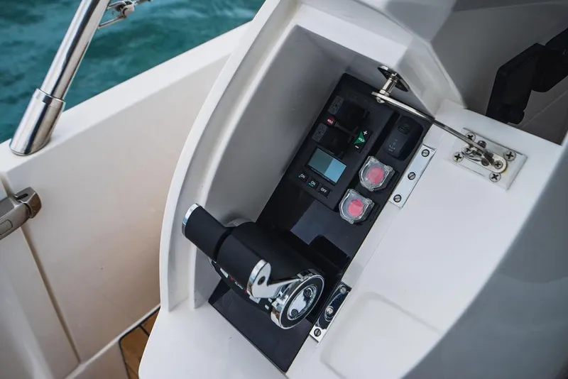 Slide: The Image of Control panel of 2022 Princess S66 yacht with throttle and switches. - 40