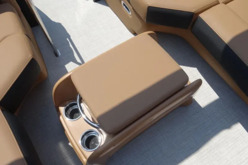 Slide: The Image of Luxury seating with cup holders on 2026 Harris Grand Mariner 250 boat. - 4