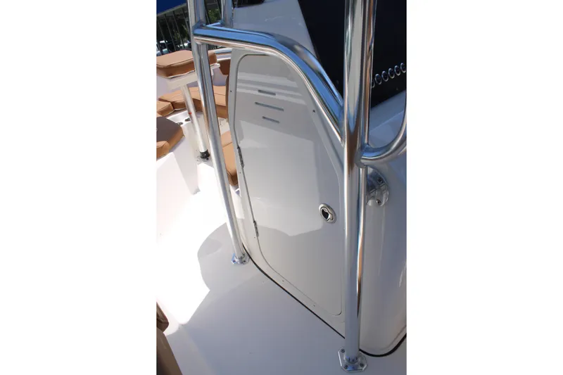 Slide: The Image of 2026 Key West 203 FS boat console with stainless steel railings. - 18