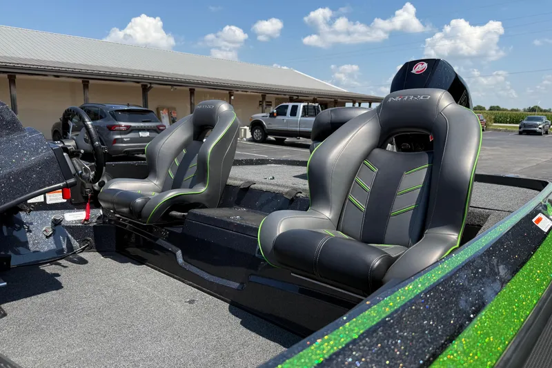 Slide: The Image of 2023 Nitro Z19 boat interior with sleek seats and modern design. - 16