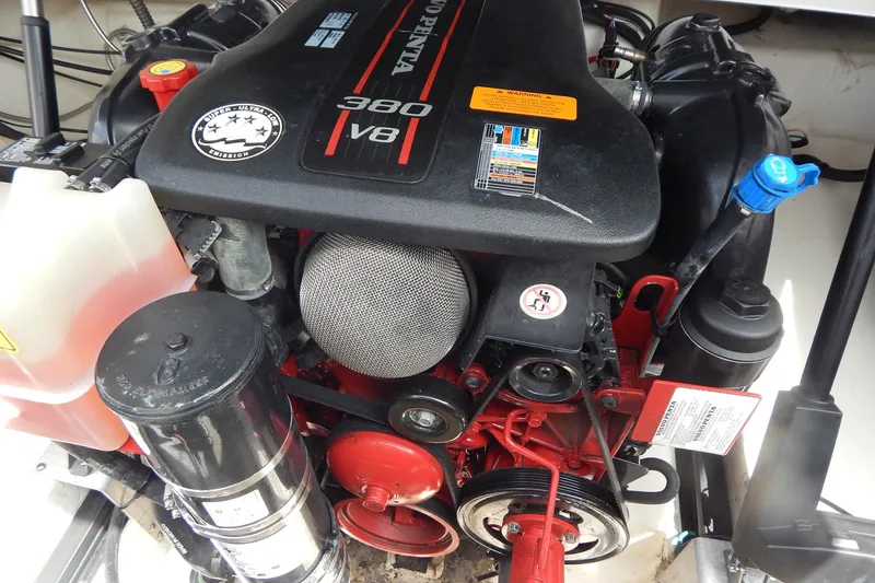 Slide: The Image of Engine of a 2016 Chaparral 277 SSX boat, featuring a Volvo Penta 380 V8. - 40