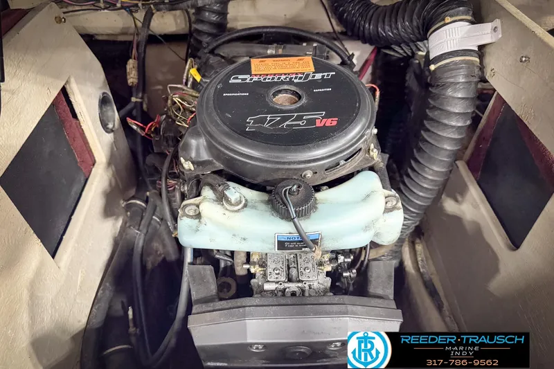 Slide: The Image of Engine compartment of a 1998 Regal 1700 LSR boat with a SportJet 175 V6 engine. - 45