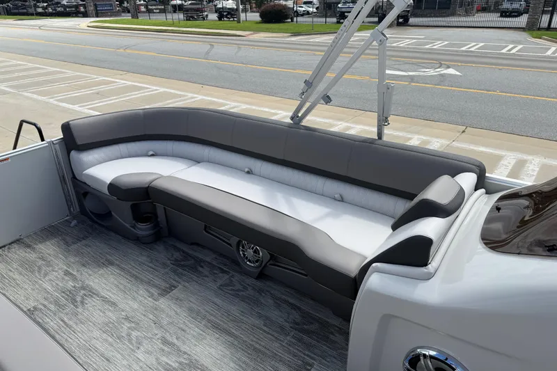Slide: The Image of Luxurious seating on 2022 Avalon Catalina VRL 25' pontoon boat, featuring sleek design and comfort. - 19