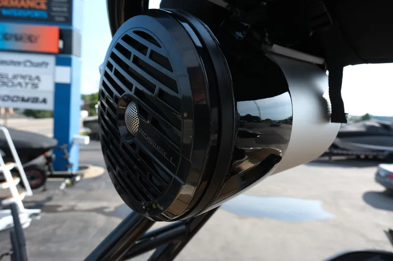 Slide: The Image of Close-up of a Roswell speaker on a 2023 Moomba Mondo boat. - 8
