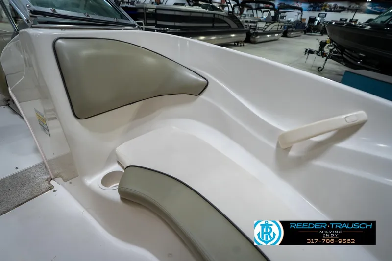 Slide: The Image of Close-up of 2005 Sea Ray 180 Sport boat seat with "Sport" embroidery. - 36