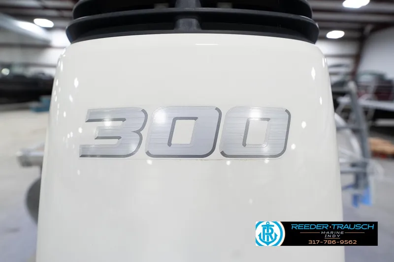 Slide: The Image of Close-up of 300 horsepower engine on 2020 Leisurecraft 2435 LX boat. - 46