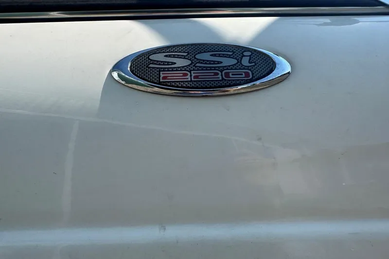 Slide: The Image of 2001 Chaparral 220 SSi emblem on white surface, close-up view. - 39