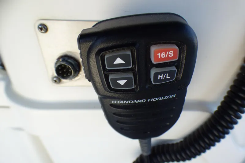 Slide: The Image of Standard Horizon marine radio microphone on 1993 Hunter 40.5 sailboat. - 51